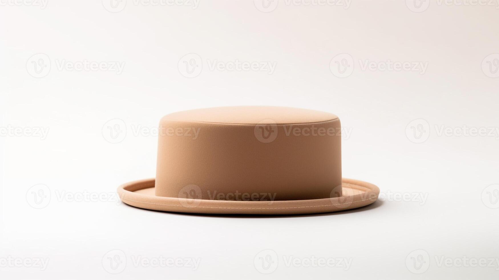 AI generated Photo of Beige Pork Pie Hat isolated on white background. AI Generated