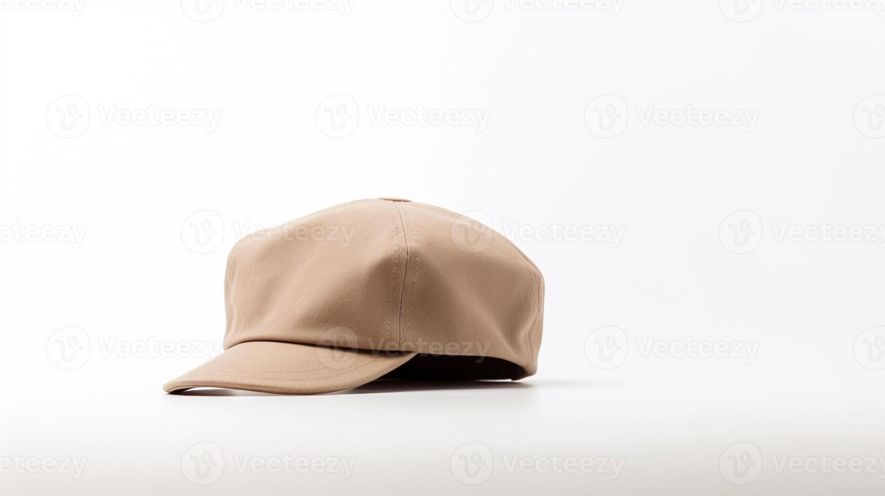 AI generated Photo of Beige Newsboy Cap isolated on white background. AI Generated