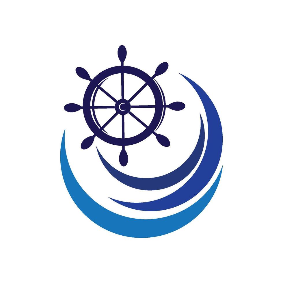 logotipo de rueda de barco vector