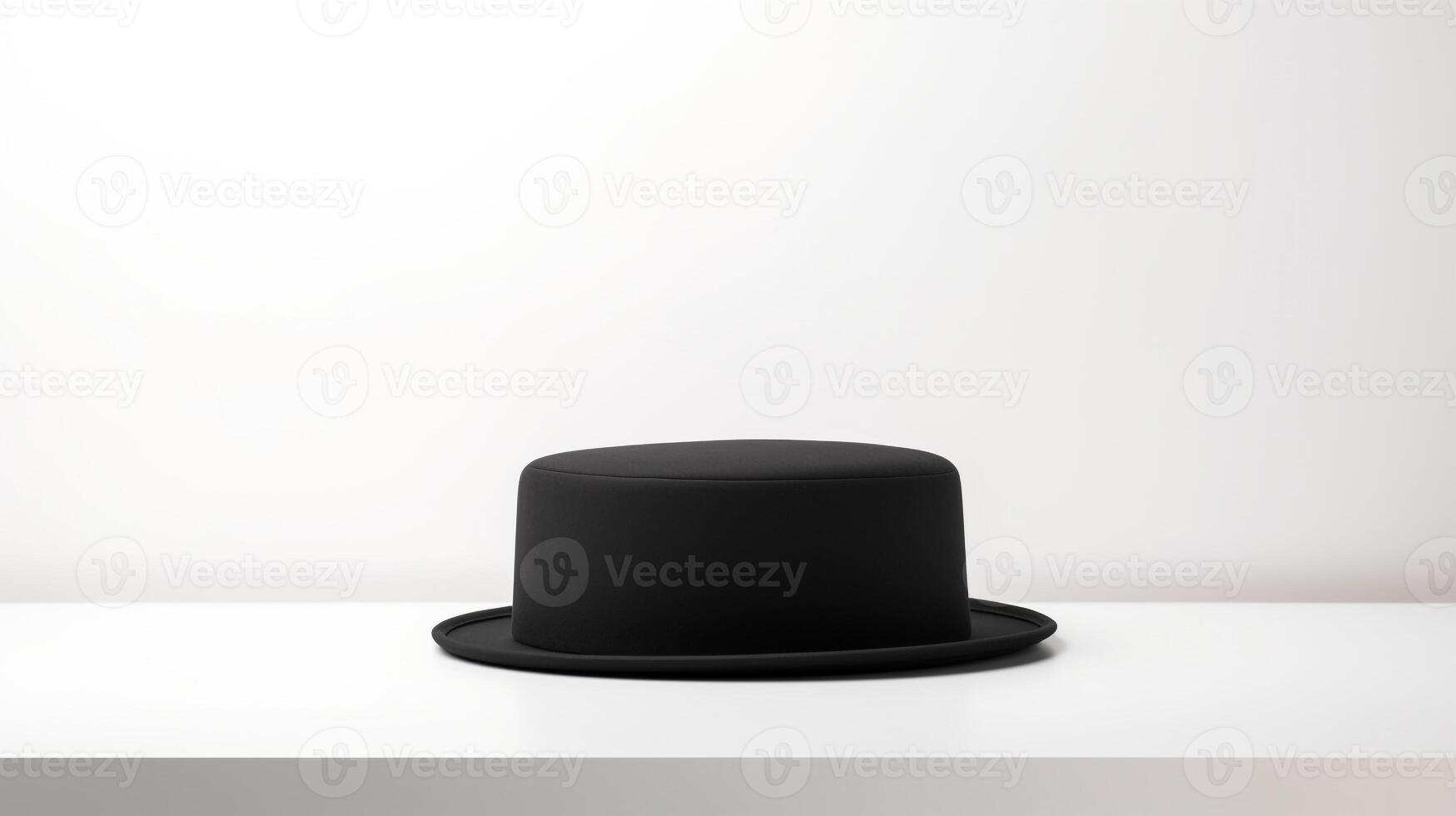 AI generated Photo of Black Pork Pie Hat isolated on white background. AI Generated