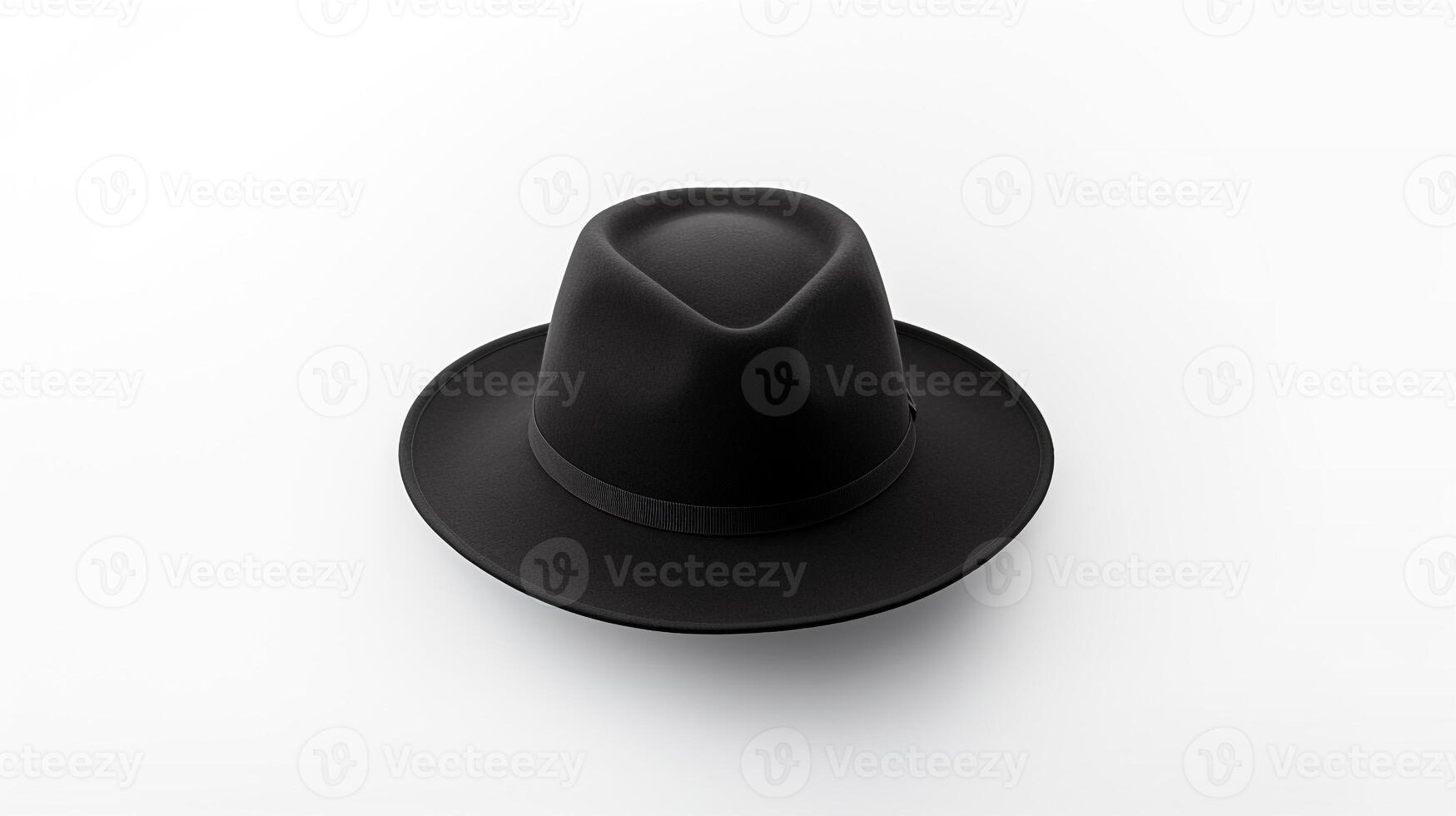 AI generated Photo of Black Fedora Hat isolated on white background. AI Generated