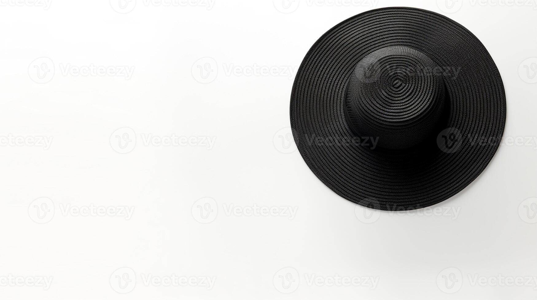 AI generated Photo of Black Straw hat isolated on white background. AI Generated