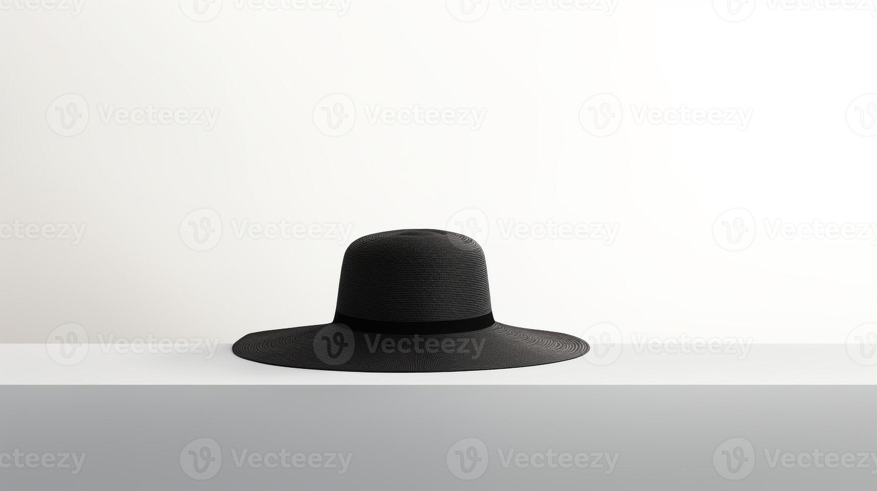 AI generated Photo of Black Sun hat isolated on white background. AI Generated