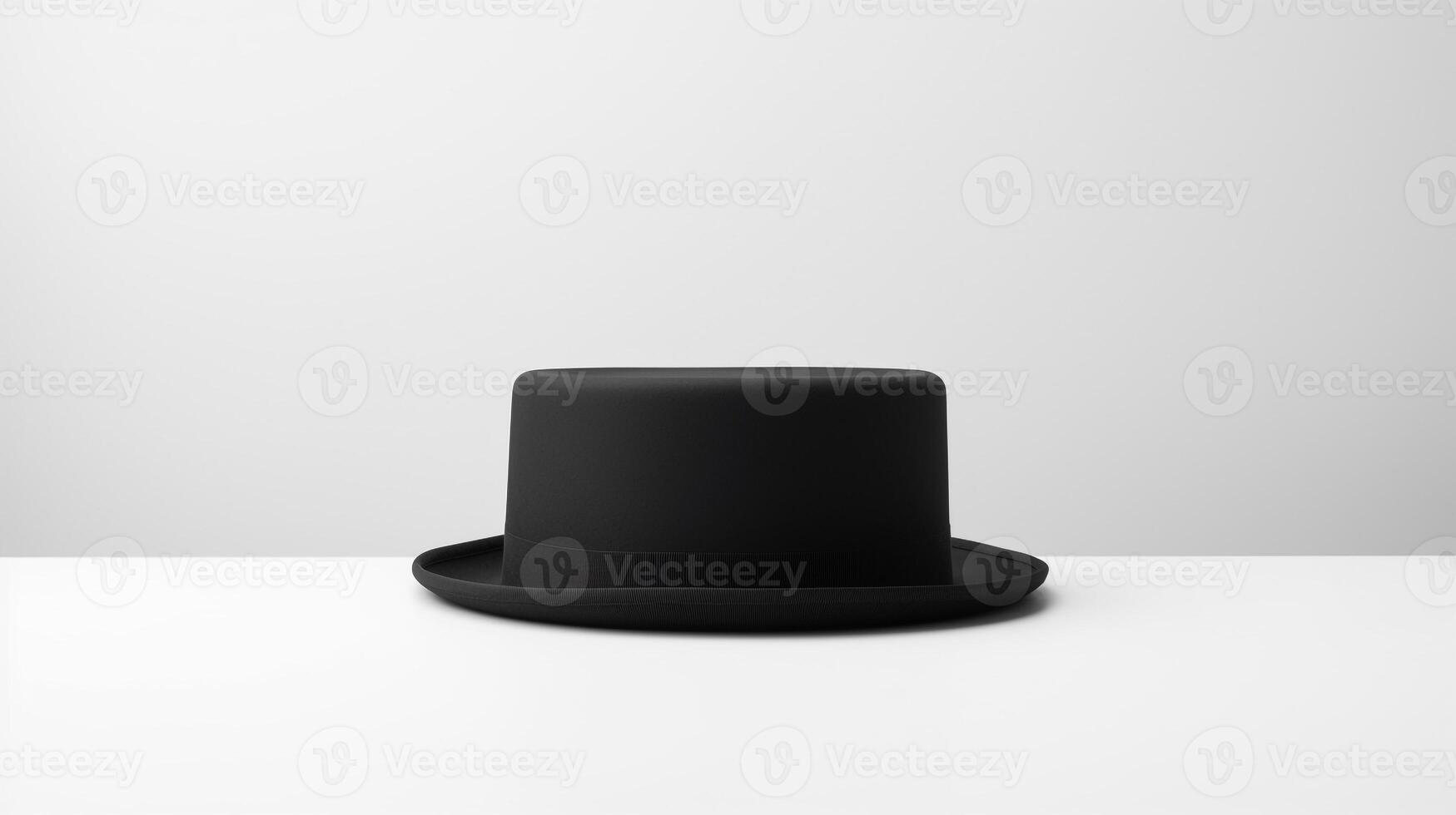 AI generated Photo of Black Pork Pie Hat isolated on white background. AI Generated