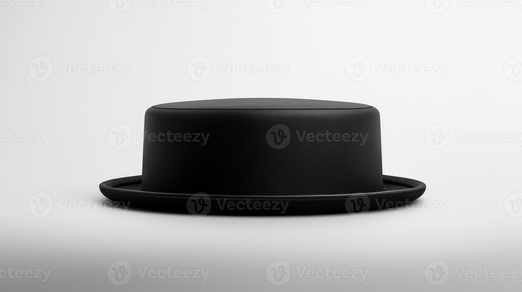 AI generated Photo of Black Pork Pie Hat isolated on white background. AI Generated