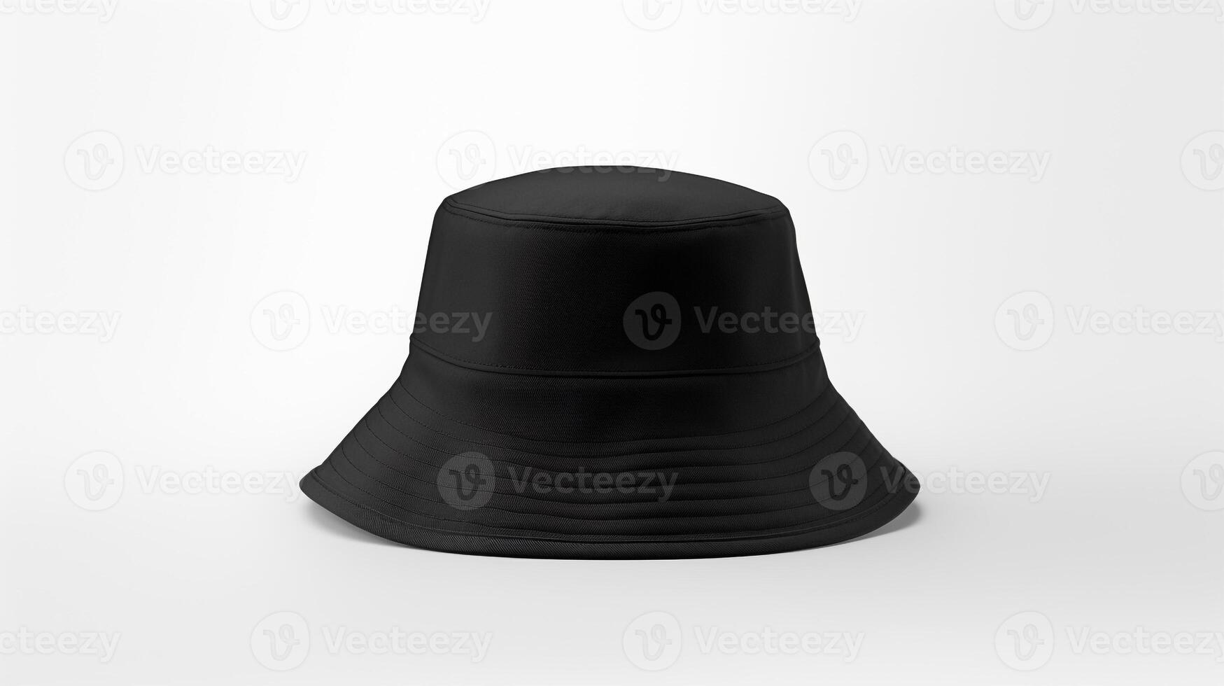 AI generated Photo of Black Bucket Hat isolated on white background. AI Generated