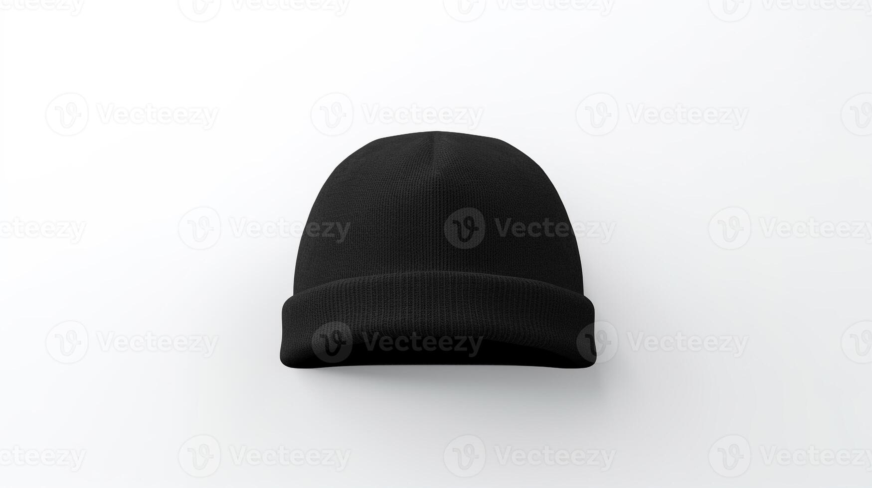 AI generated Photo of Black Beanie cap isolated on white background. AI Generated