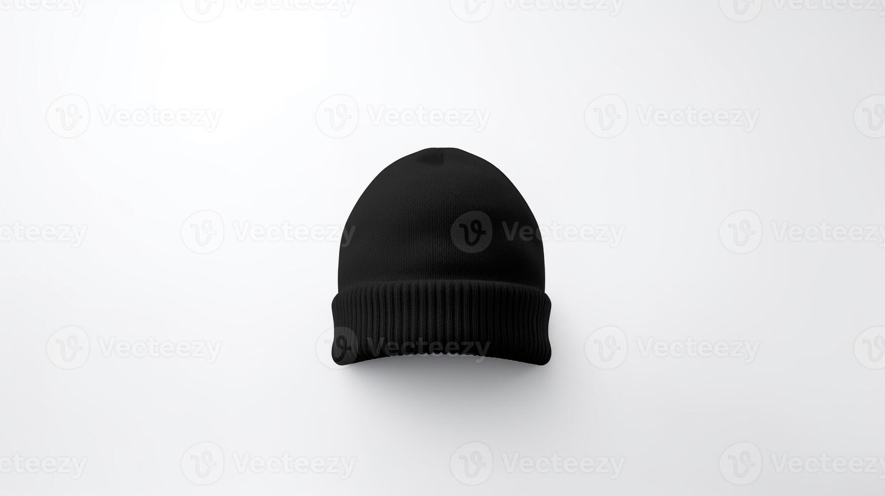 AI generated Photo of Black Beanie cap isolated on white background. AI Generated