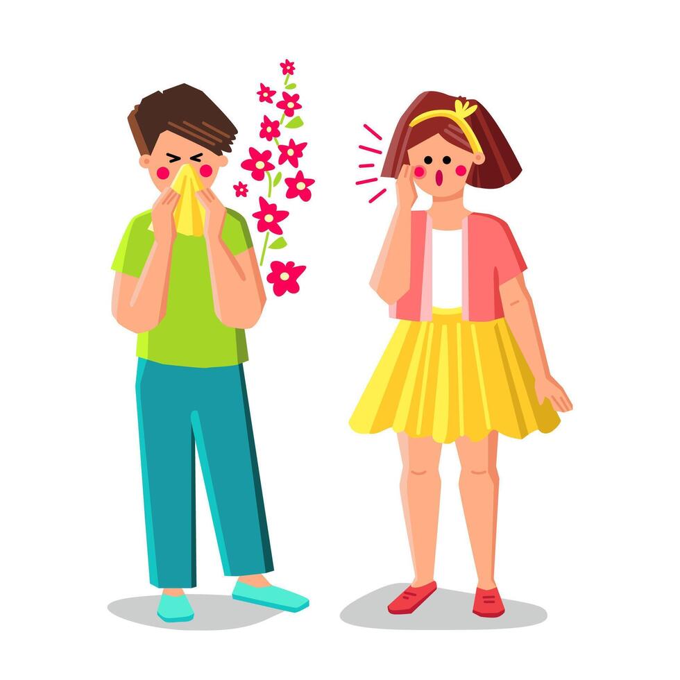 nature allergy kid vector
