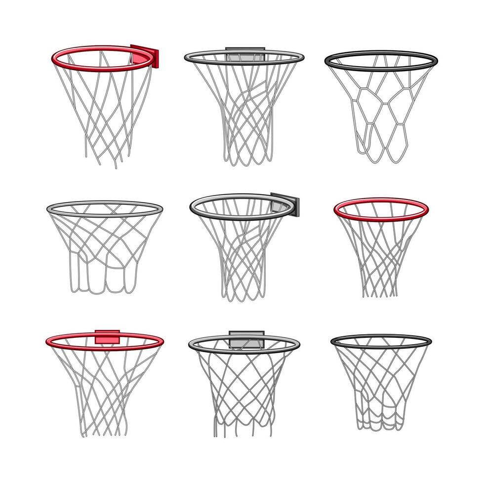 basketball hoop set cartoon vector illustration