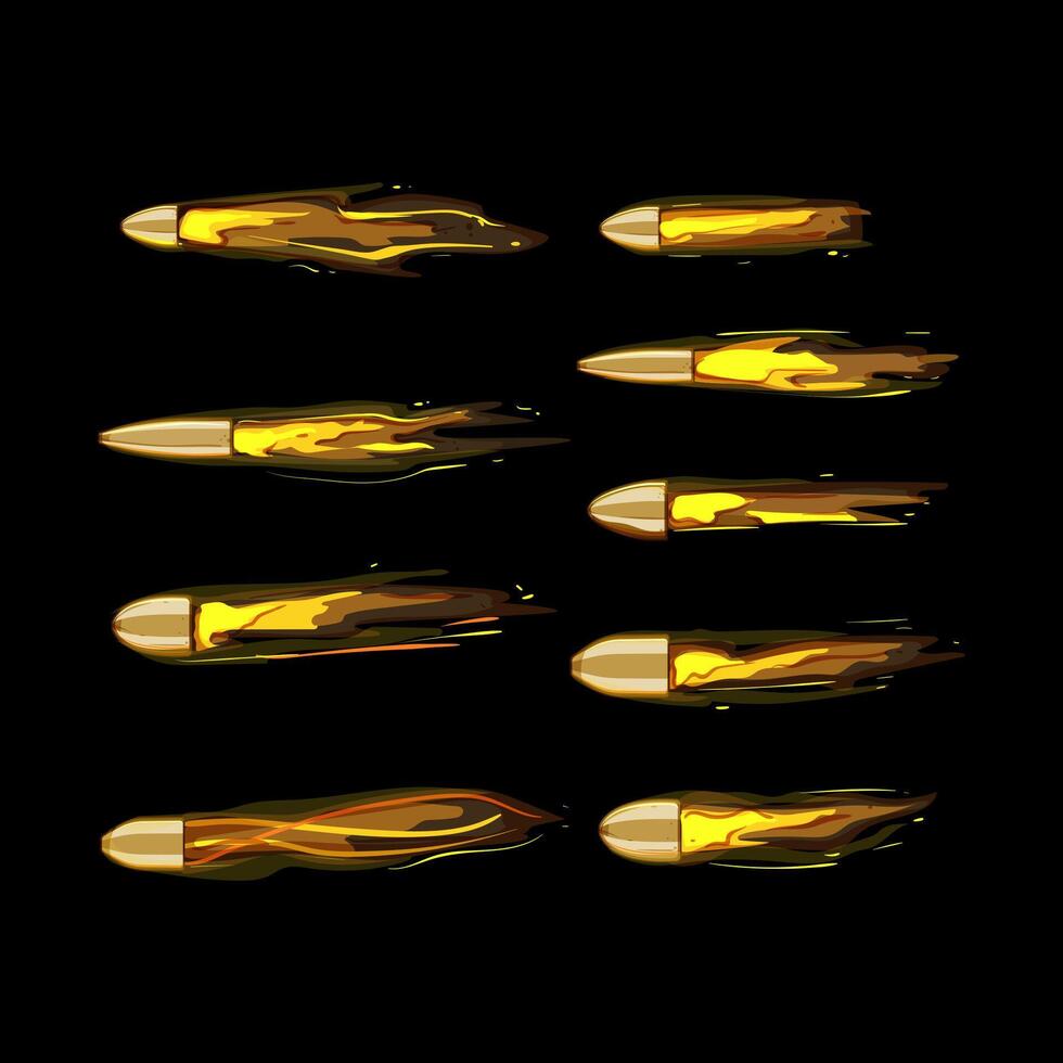 bullet flying set cartoon vector illustration