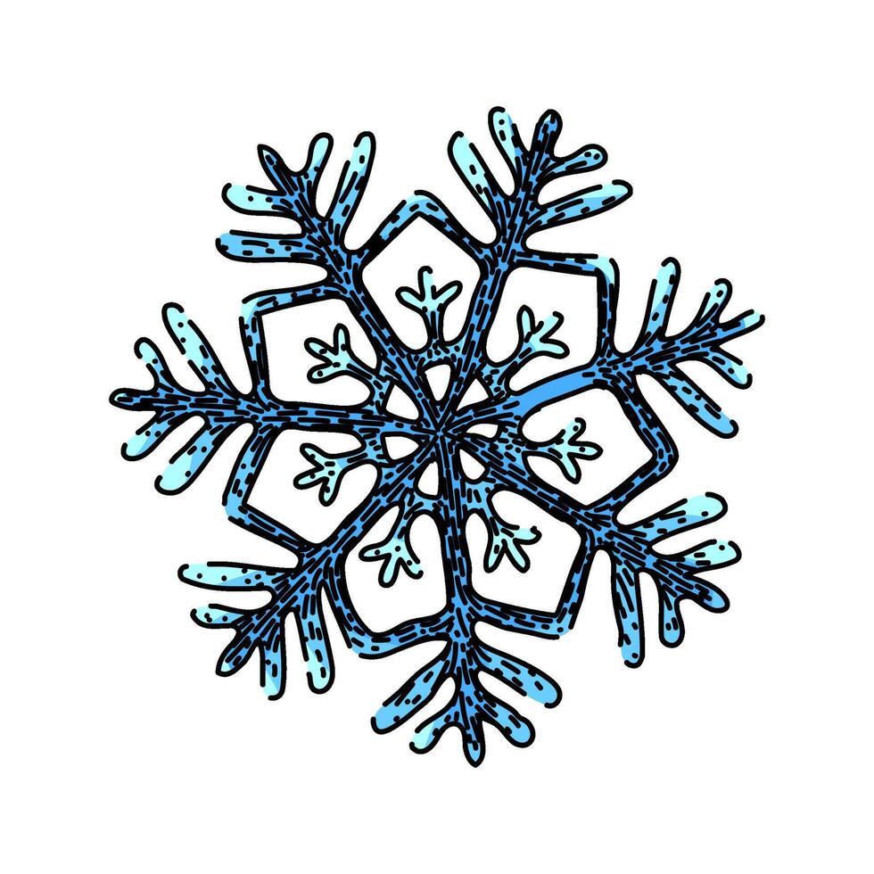 snowflake christmas sketch hand drawn vector