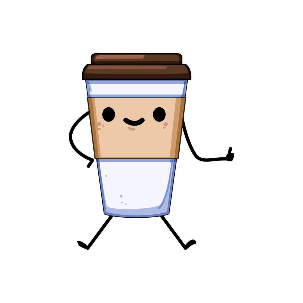 mascot coffee cup character cartoon vector illustration
