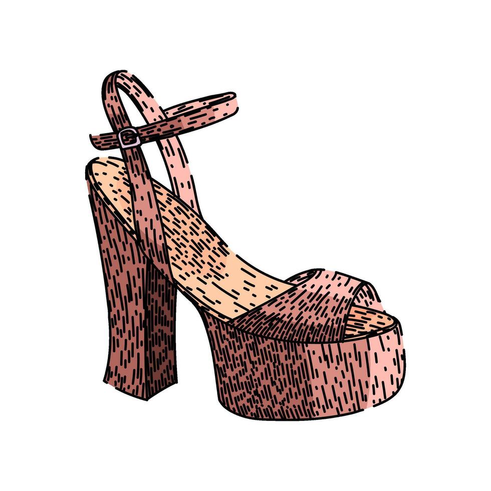 line high heel shoes sketch hand drawn vector