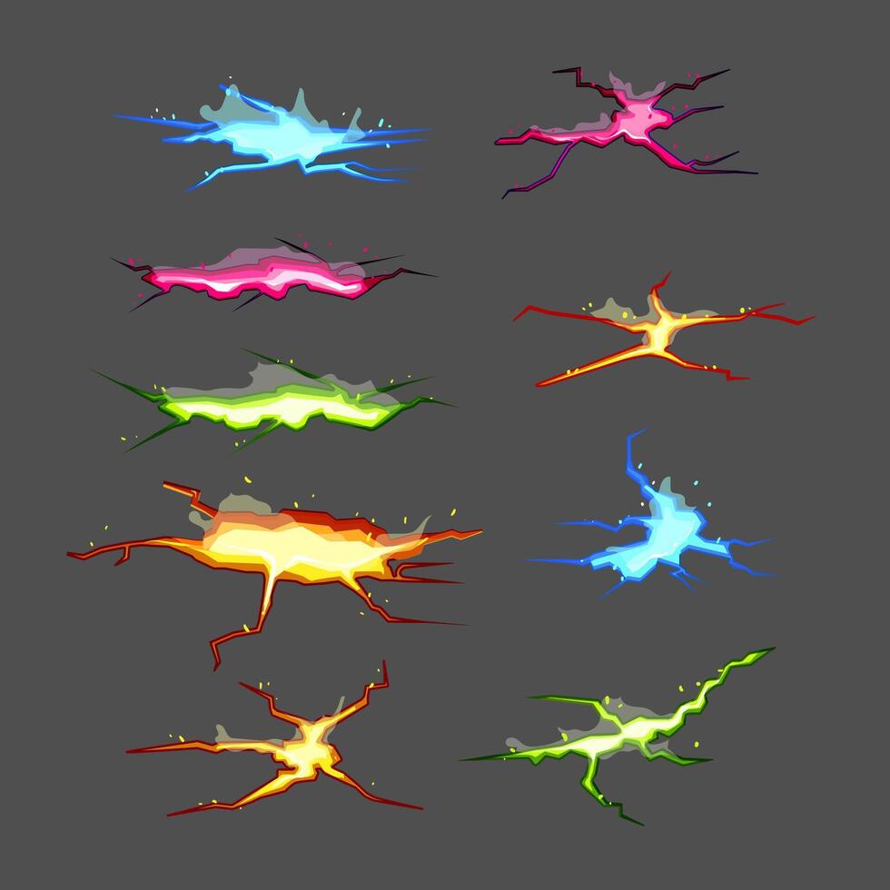 ground crack set cartoon vector illustration