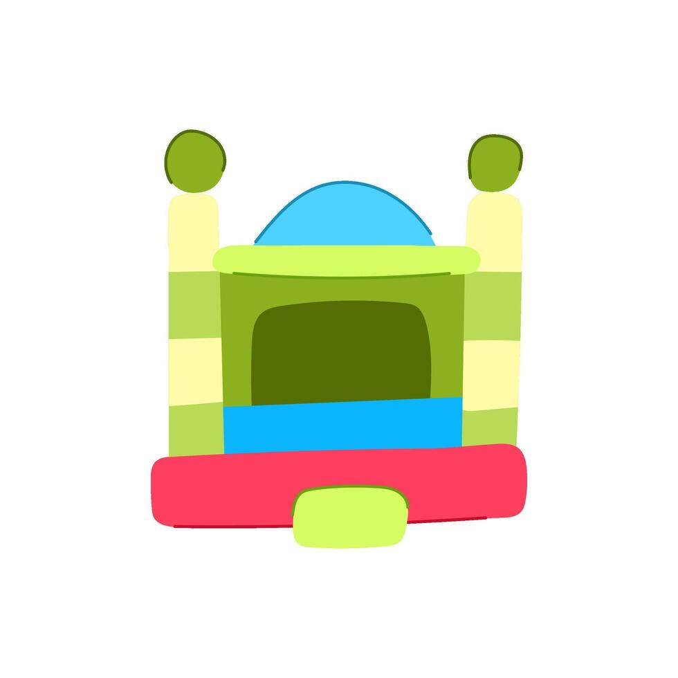 kid inflatable castle cartoon vector illustration