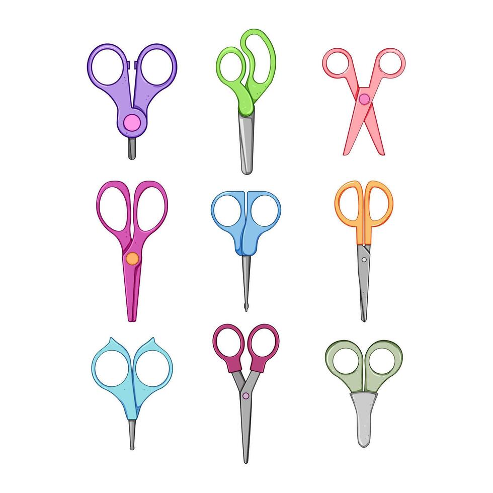 kid scissors set cartoon vector illustration