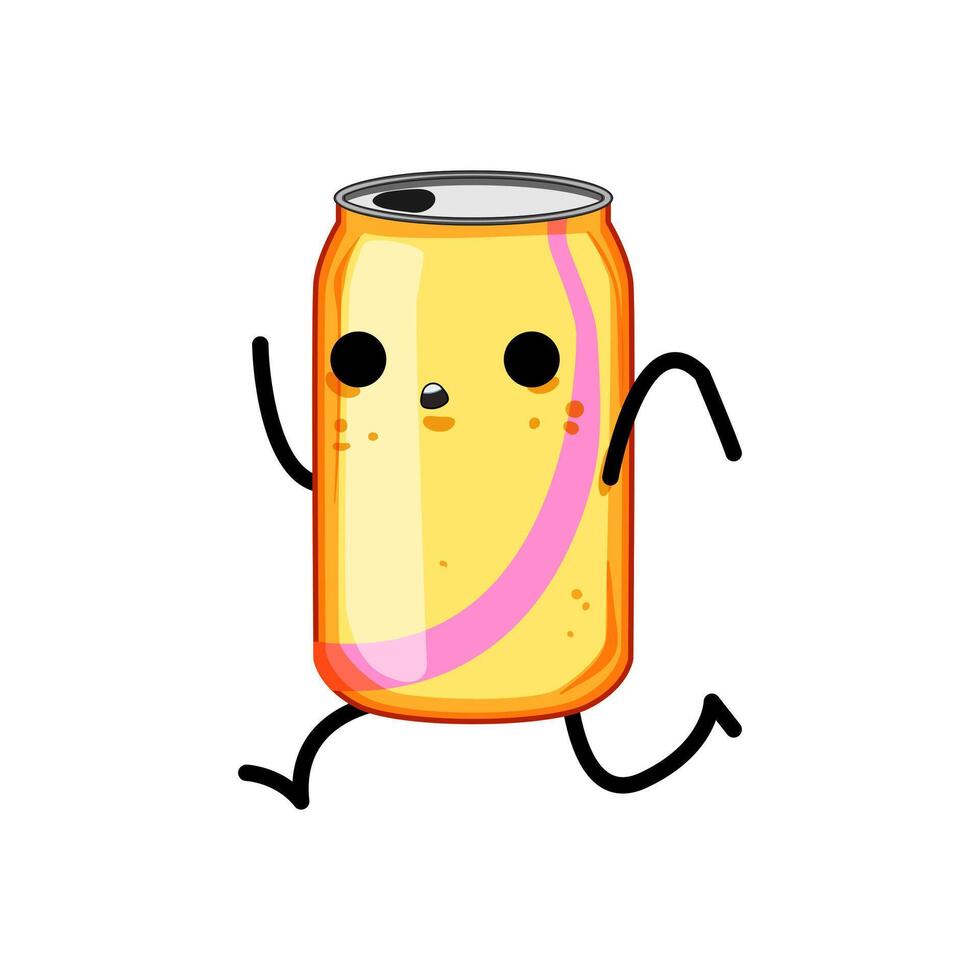 cerveza soda lata personaje dibujos animados vector ilustración