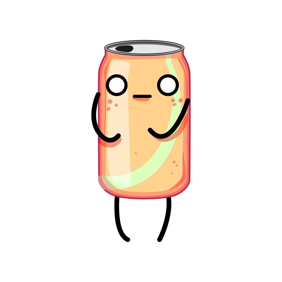 estaño soda lata personaje dibujos animados vector ilustración