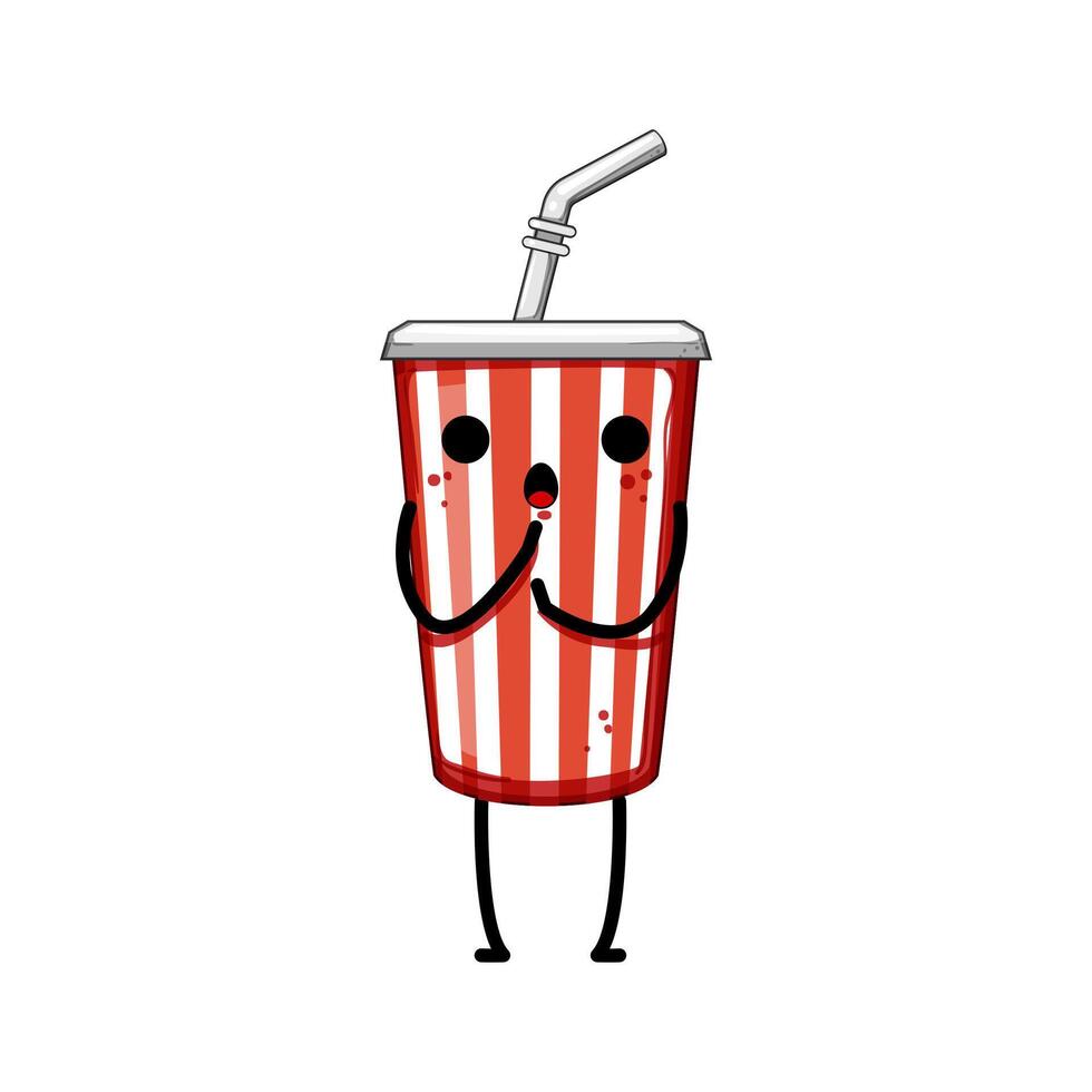 milk soda cup character cartoon vector illustration