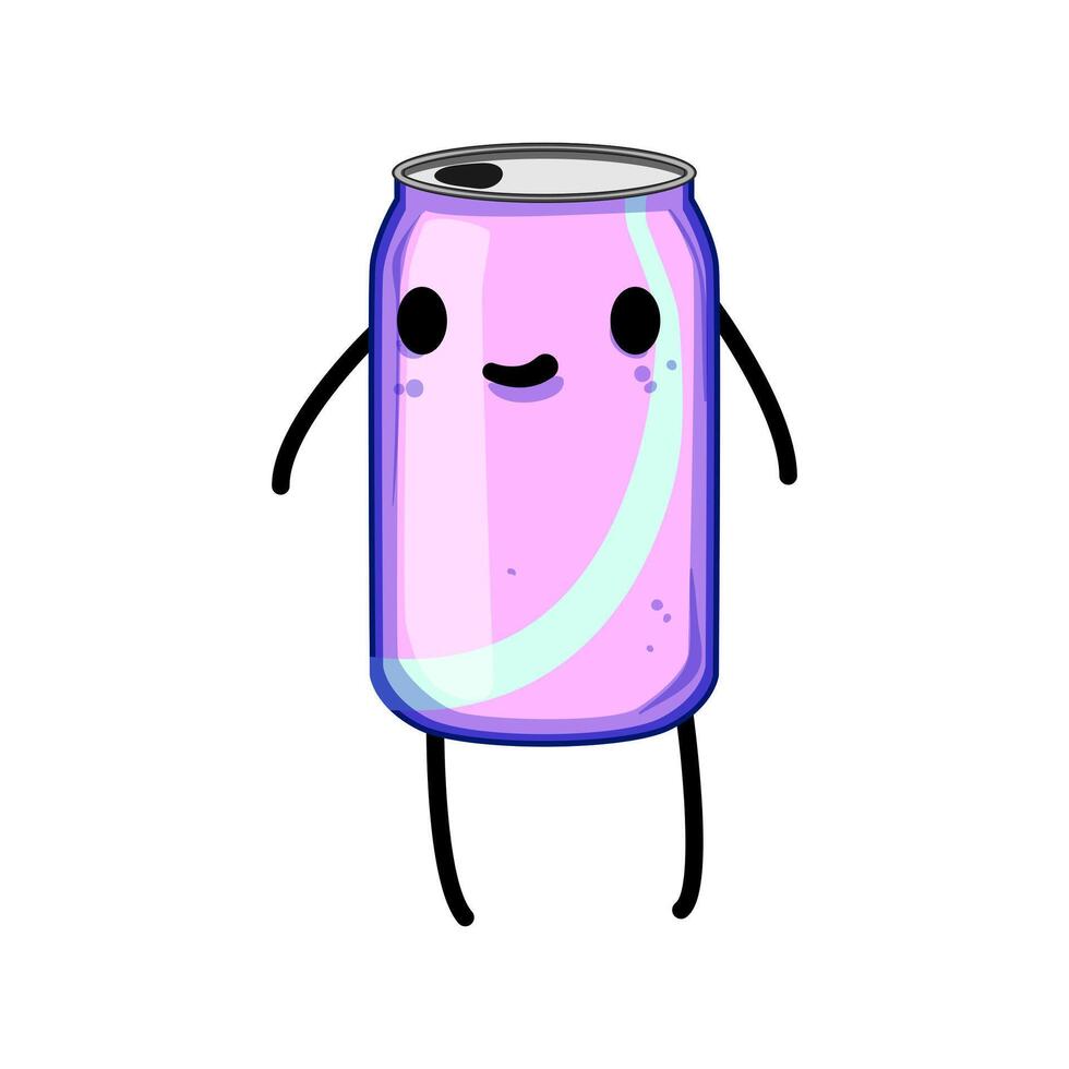 bebida soda lata personaje dibujos animados vector ilustración