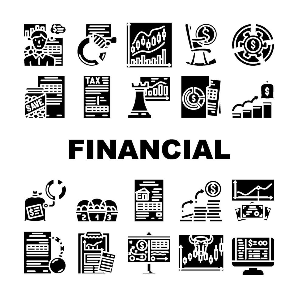 financial advisor consult real icons set vector