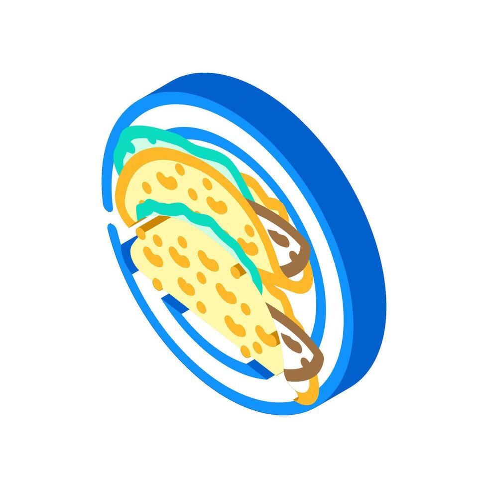 fish taco sea cuisine isometric icon vector illustration