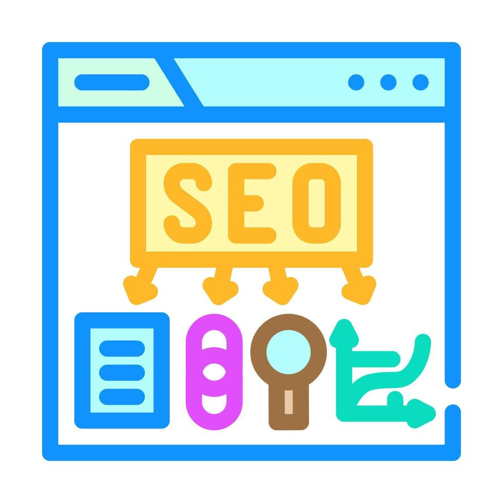 seo search engine optimization color icon vector illustration