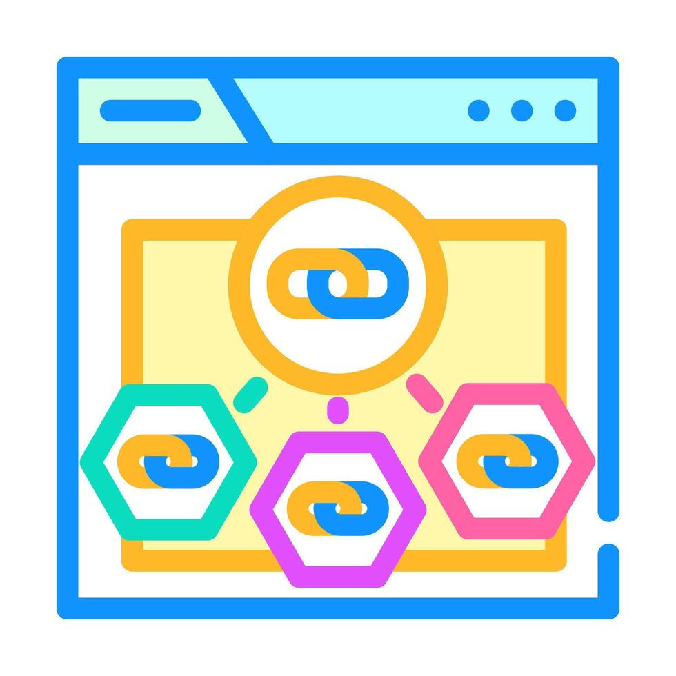 internal linking seo color icon vector illustration