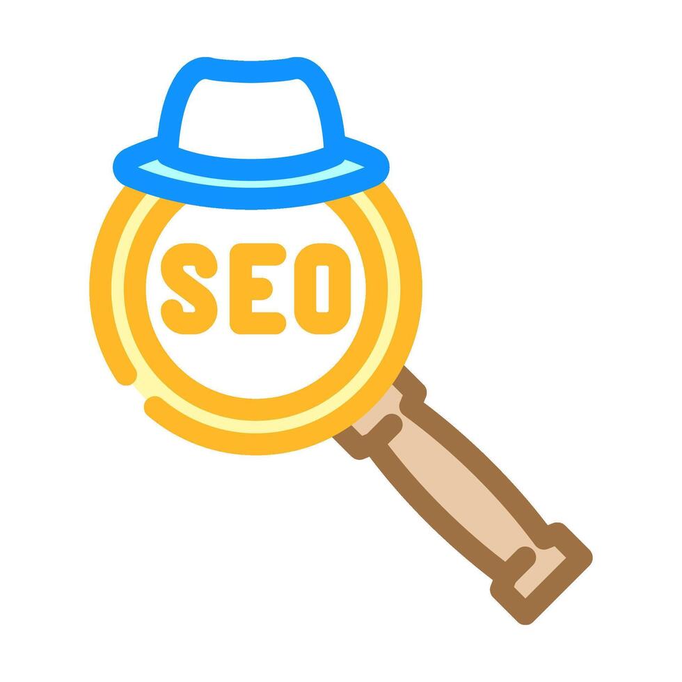 white hat seo color icon vector illustration