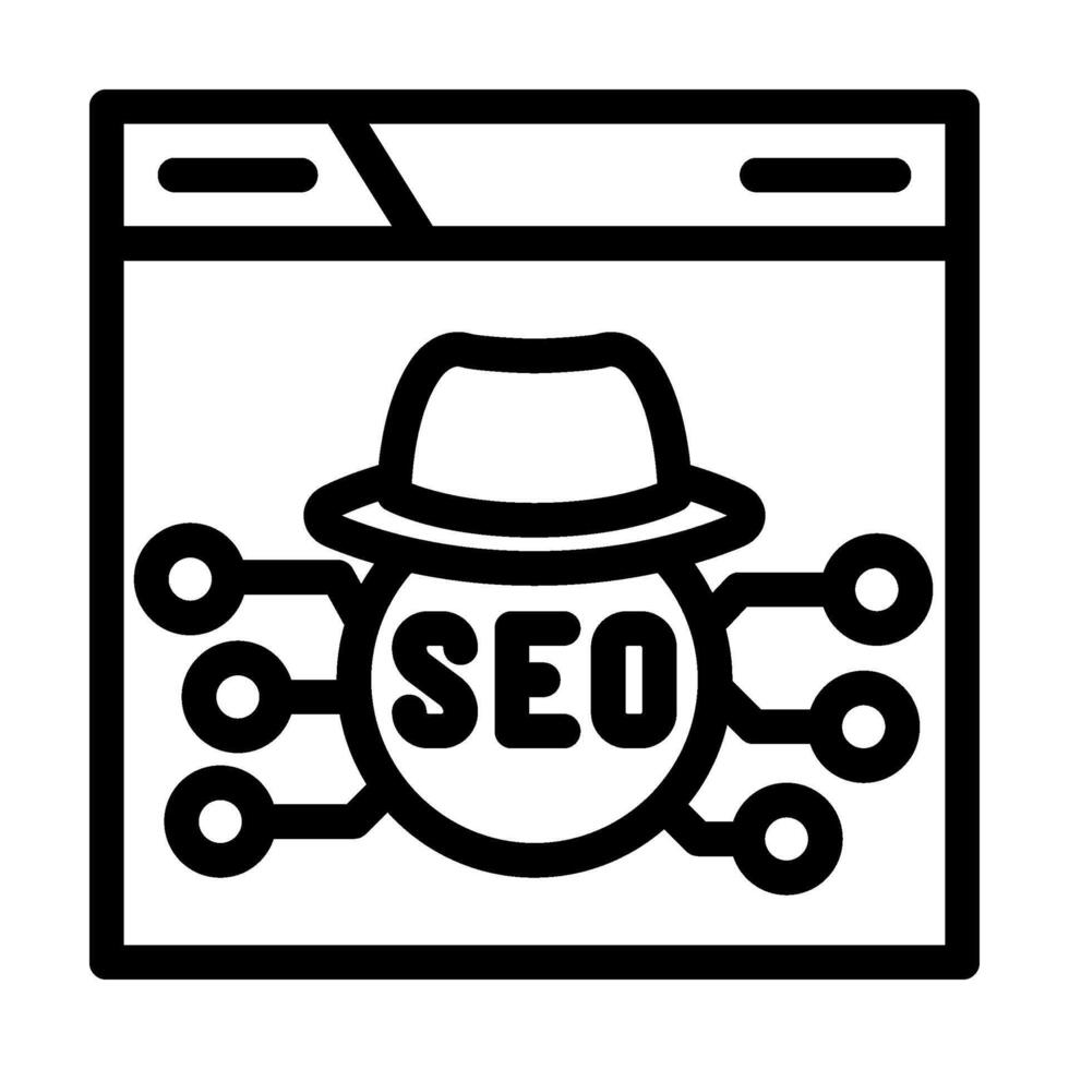 negro sombrero seo línea icono vector ilustración