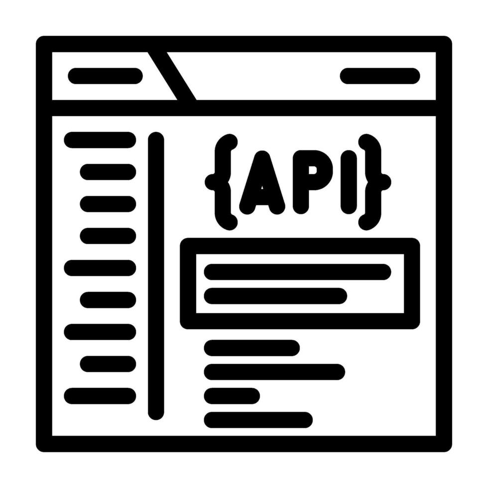 api documentación técnico escritor línea icono vector ilustración