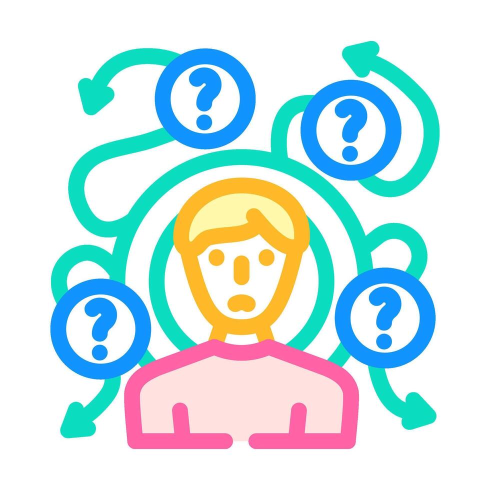 decision fatigue time management color icon vector illustration