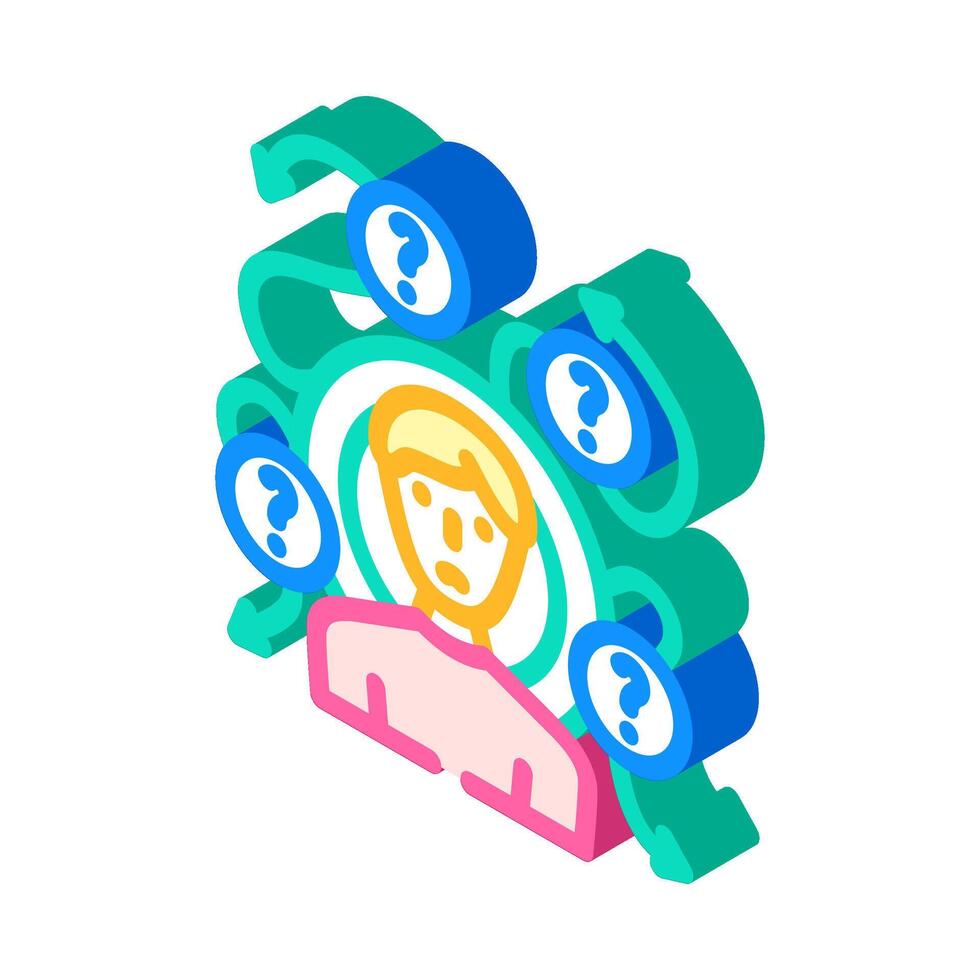 decision fatigue time management isometric icon vector illustration