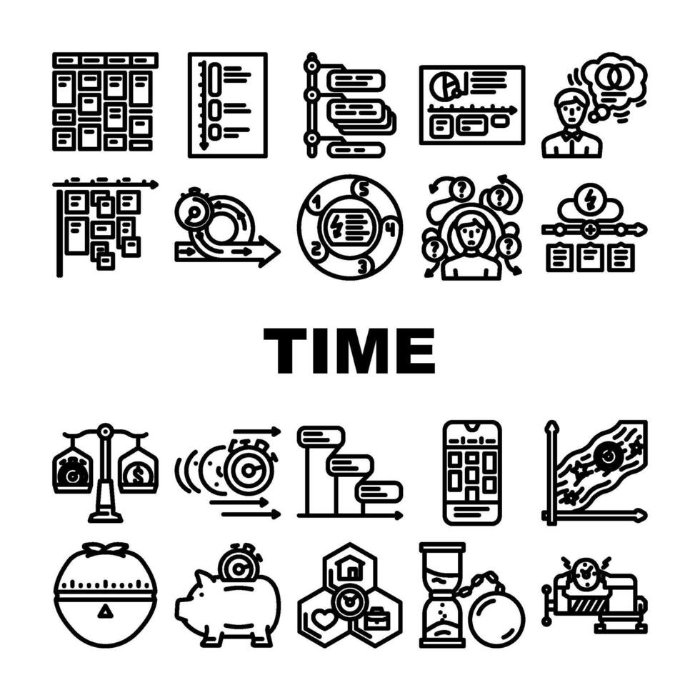 time management schedule task icons set vector