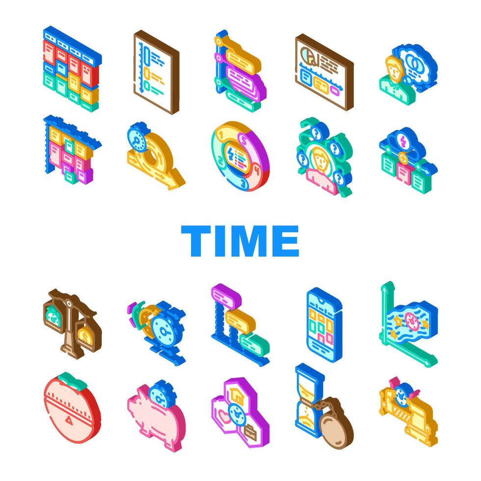 time management schedule task icons set vector