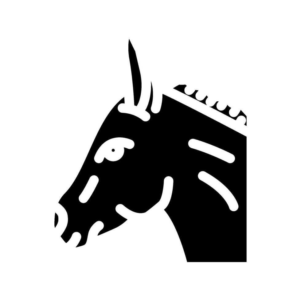 donkey animal glyph icon vector illustration