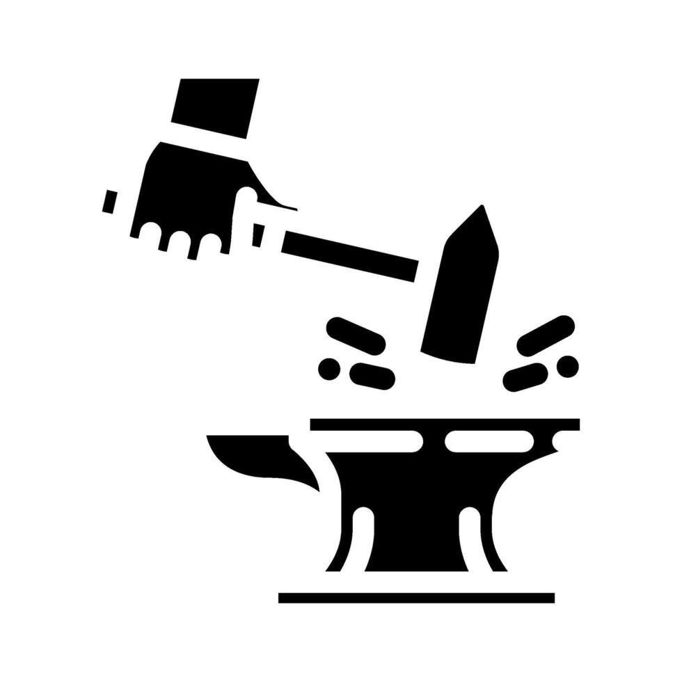 forge blacksmith metal glyph icon vector illustration