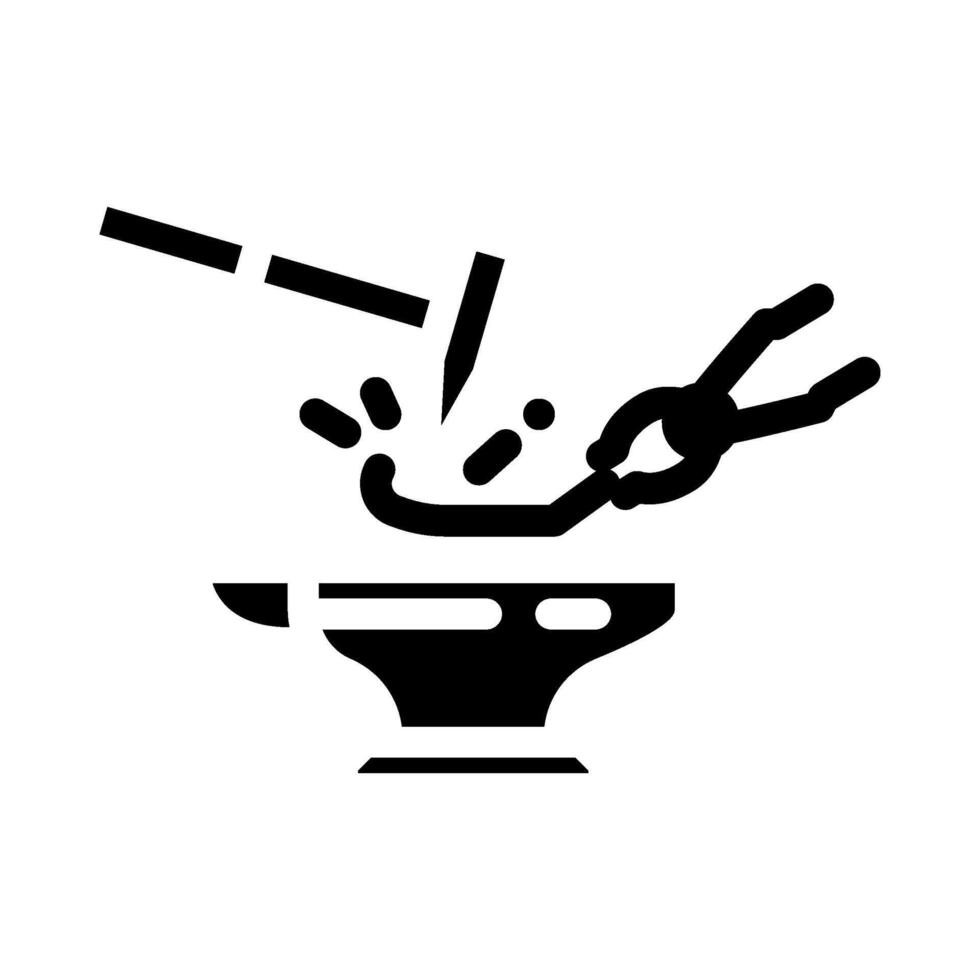 punch blacksmith metal glyph icon vector illustration