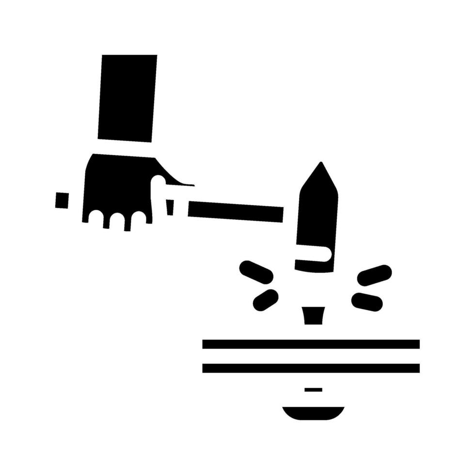 fascinante herrero metal glifo icono vector ilustración