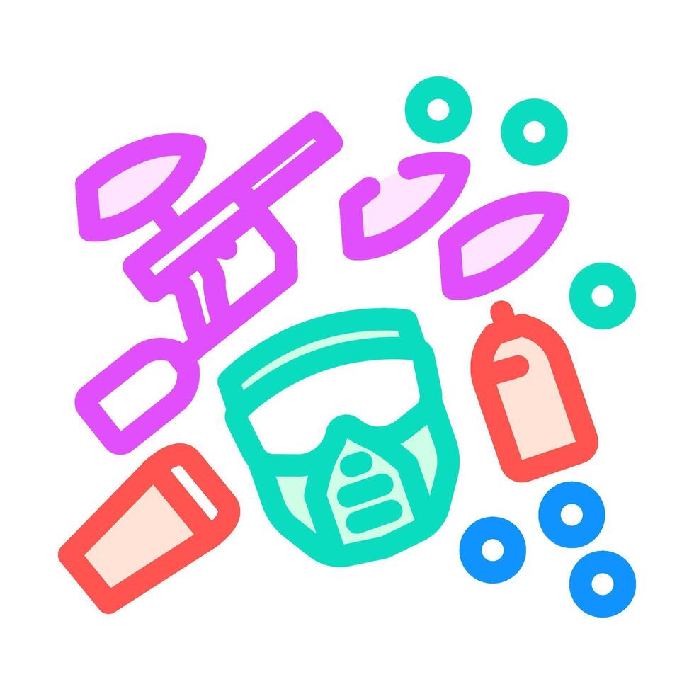 equipo paintball juego color icono vector ilustración
