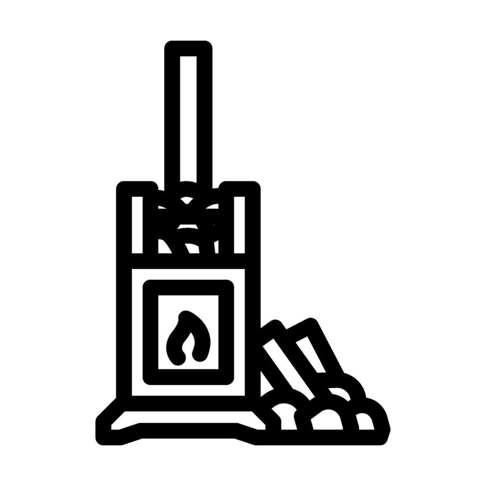 wood burning sauna line icon vector illustration