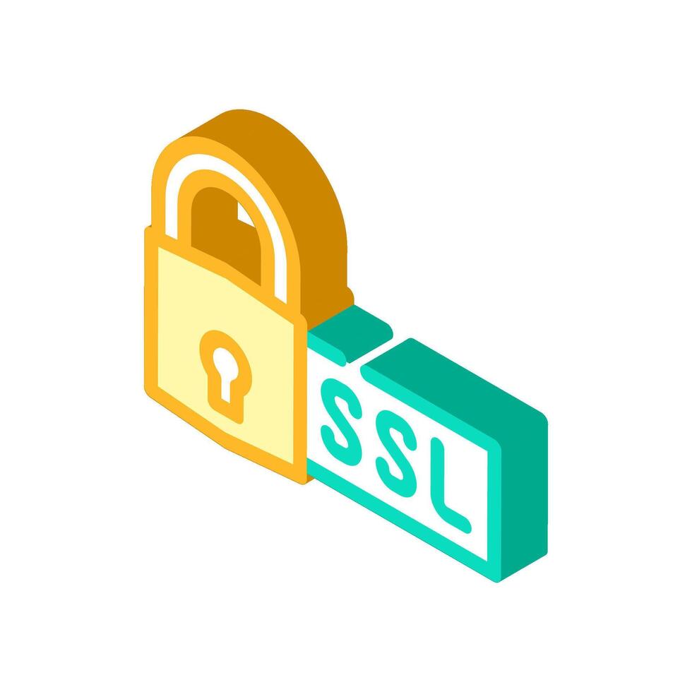 ssl seguro enchufes capa seo isométrica icono vector ilustración