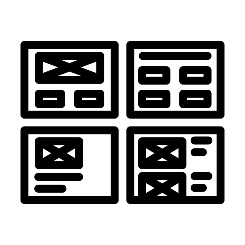 wireframe ux ui design line icon vector illustration