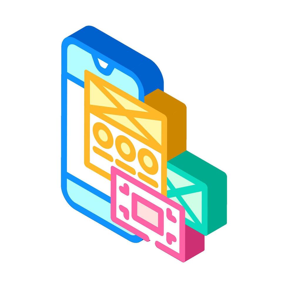 usability ux ui design isometric icon vector illustration