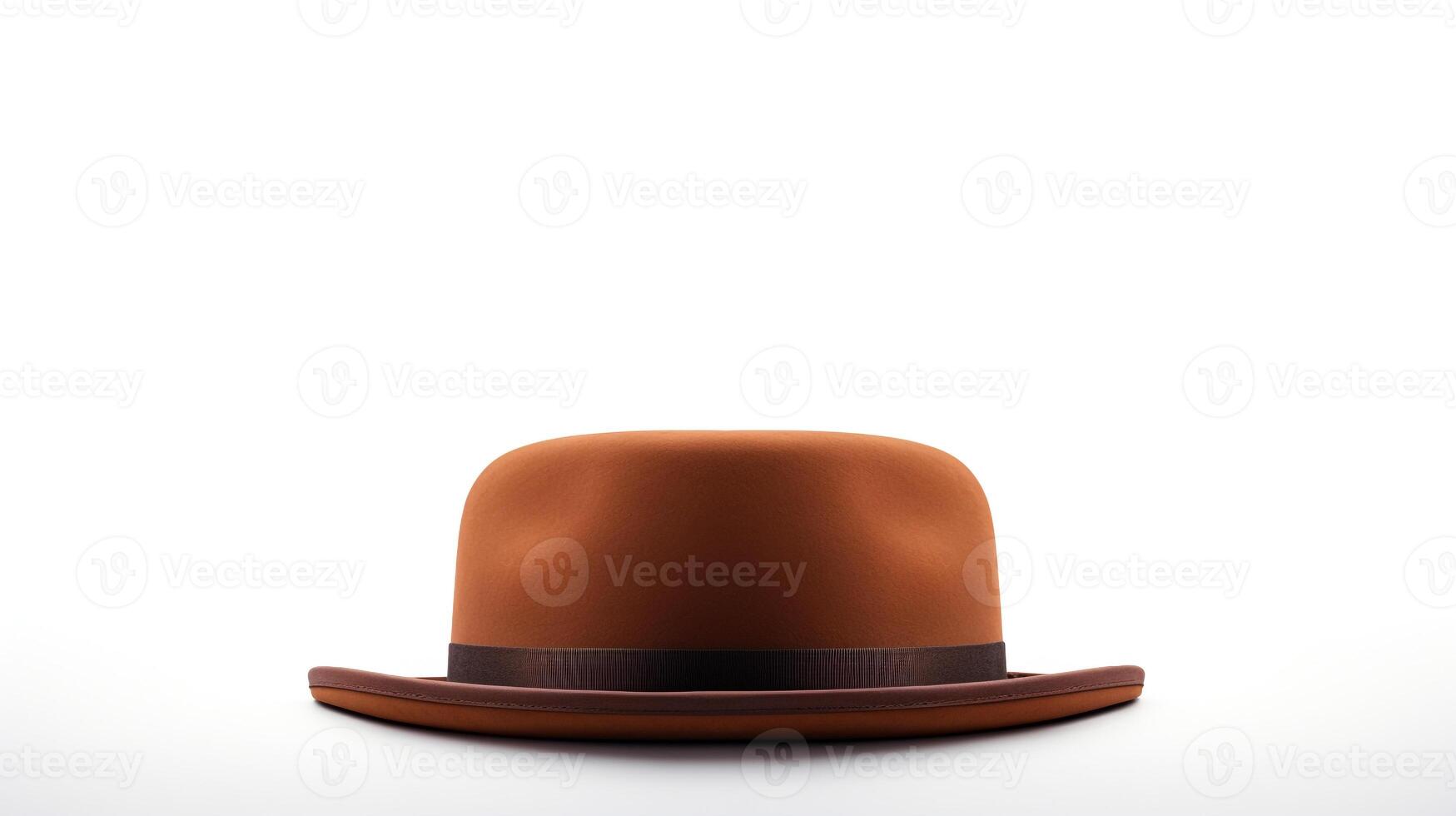 AI generated Photo of Brown Bowler Hat isolated on white background. AI Generated