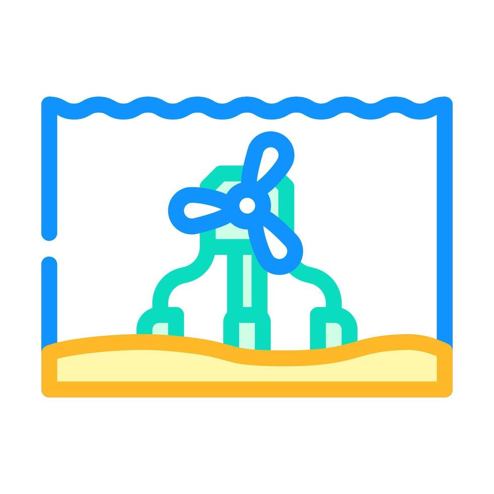underwater turbine color icon vector illustration