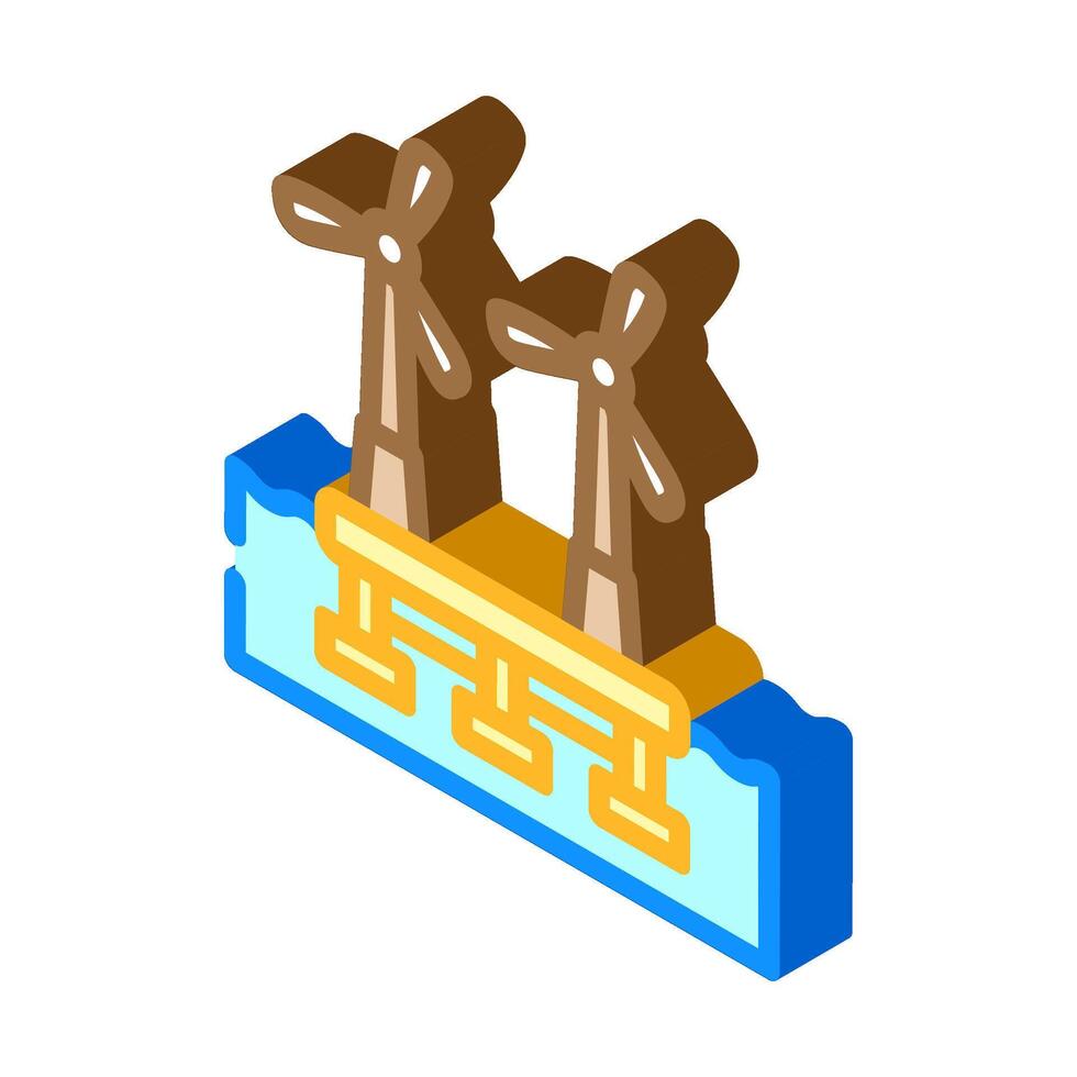 floating wave platform isometric icon vector illustration