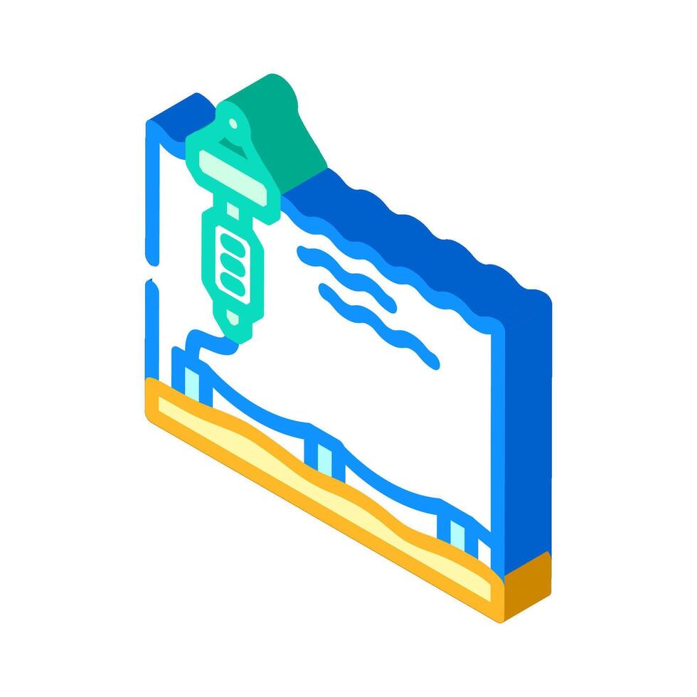 floating platform tidal power isometric icon vector illustration