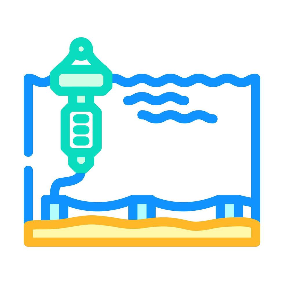 floating platform tidal power color icon vector illustration